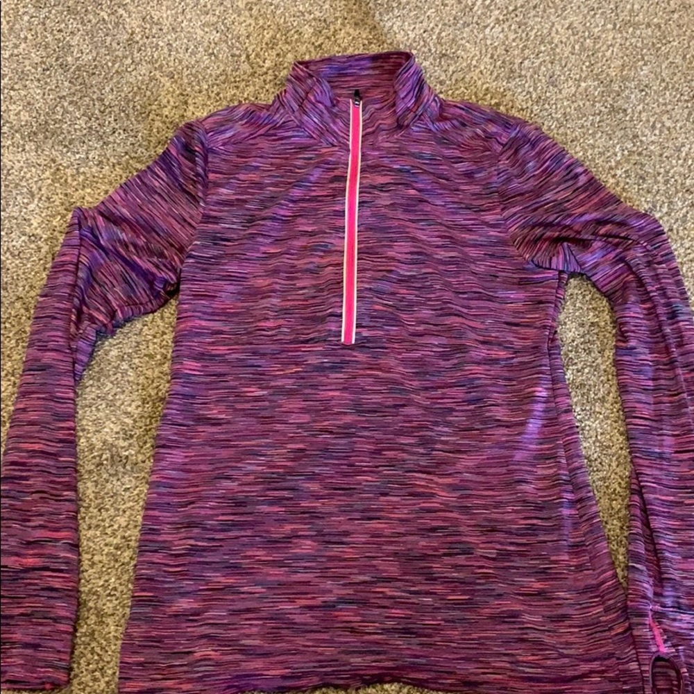 Woman’s 1/4 zip workout material long sleeve